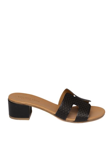 Black leather sandal VINCENT VEGA | P406 HDS3VIT-NERO